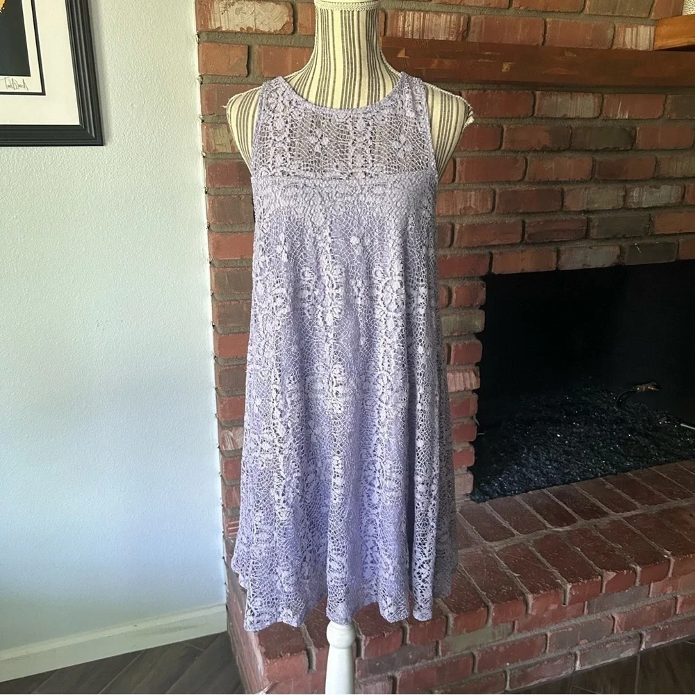 Free People Lilac Lace Sleeveless Mini Dress Sz M